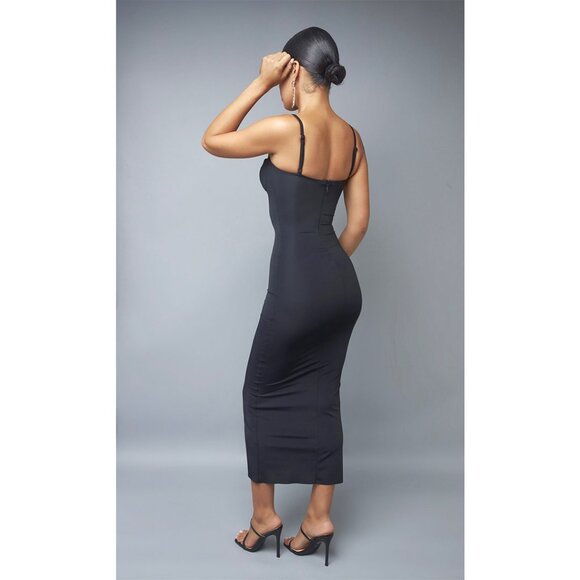 Black Sleeveless Bodycon Midi Dress - Picture 3 of 5